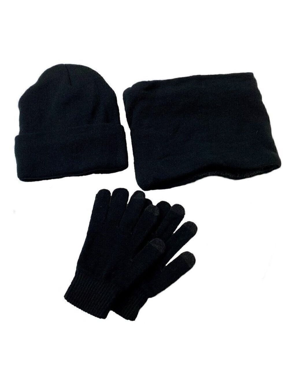 Unisex Winter Beanie, Scarf and Hat set in Black